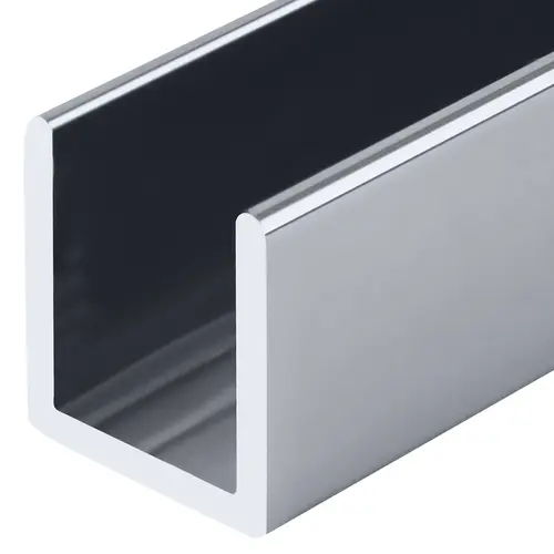 Brite Anodized 1/2" Fixed Panel Shower Door Deep U-Channel - 95" Length Brite Anodized 1/2" Fixed Panel Shower Door Deep U-Channel - 95" Length
