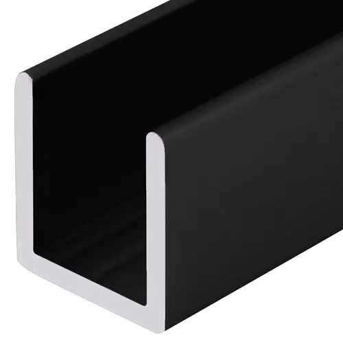 Black 1/2" Fixed Panel Shower Door Deep U-Channel - 95" Length