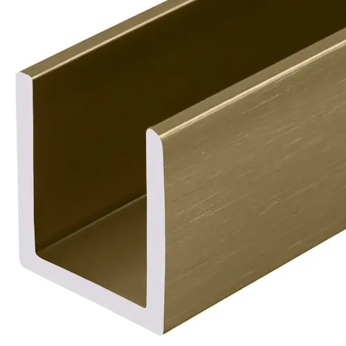 Satin Brass 1/2" Fixed Panel Shower Door Deep U-Channel - 95" Length