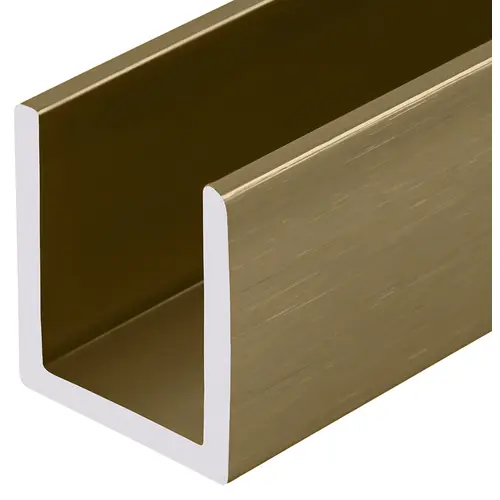 Satin Brass 1/2" Fixed Panel Shower Door Deep U-Channel - 95" Length