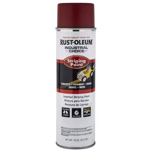 INDUSTRIAL CHOICE Inverted Striping Paint, Gloss, Red, 18 oz, Aerosol Can INDUSTRIAL CHOICE Inverted Striping Paint, Gloss, Red, 18 oz, Aerosol Can
