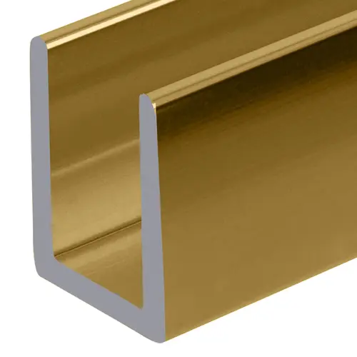 Brite Gold Anodized 3/8" Fixed Panel Shower Door Deep U-Channel - 95" Length