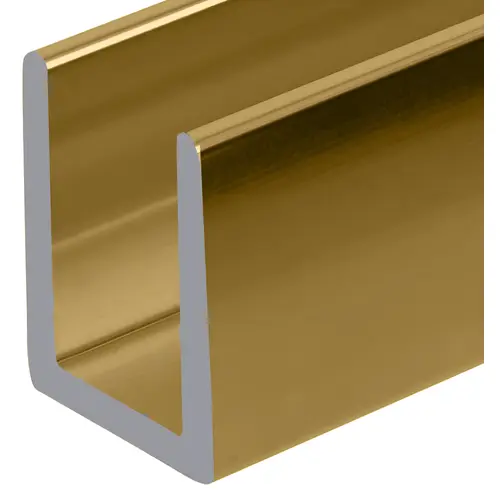 Brite Gold Anodized 3/8" Fixed Panel Shower Door Deep U-Channel - 95" Length