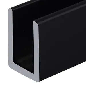 CRL SDCD38BL Black 3/8" Fixed Panel Shower Door Deep U-Channel - 95" Length