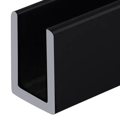 Black 3/8" Fixed Panel Shower Door Deep U-Channel - 95" Length
