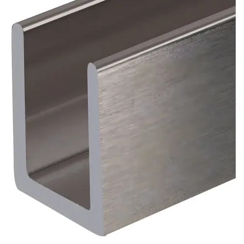 Brushed Nickel 3/8" Fixed Panel Shower Door Deep U-Channel -  36" Length