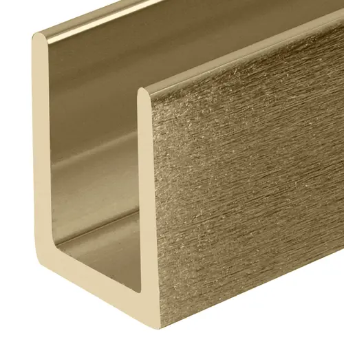 Antique Brass 3/8" Fixed Panel Shower Door Deep U-Channel -  4 inch Sample