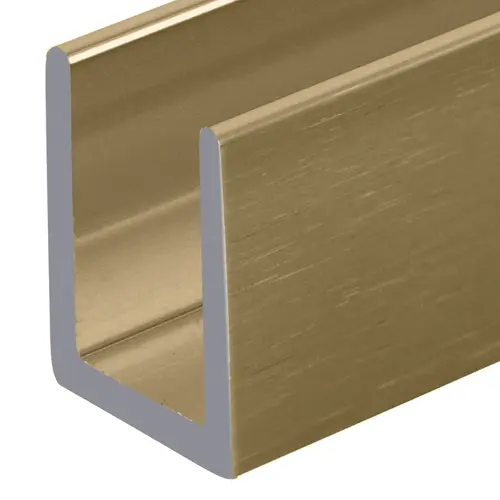 Satin Brass 3/8" Fixed Panel Shower Door Deep U-Channel - 95" Length