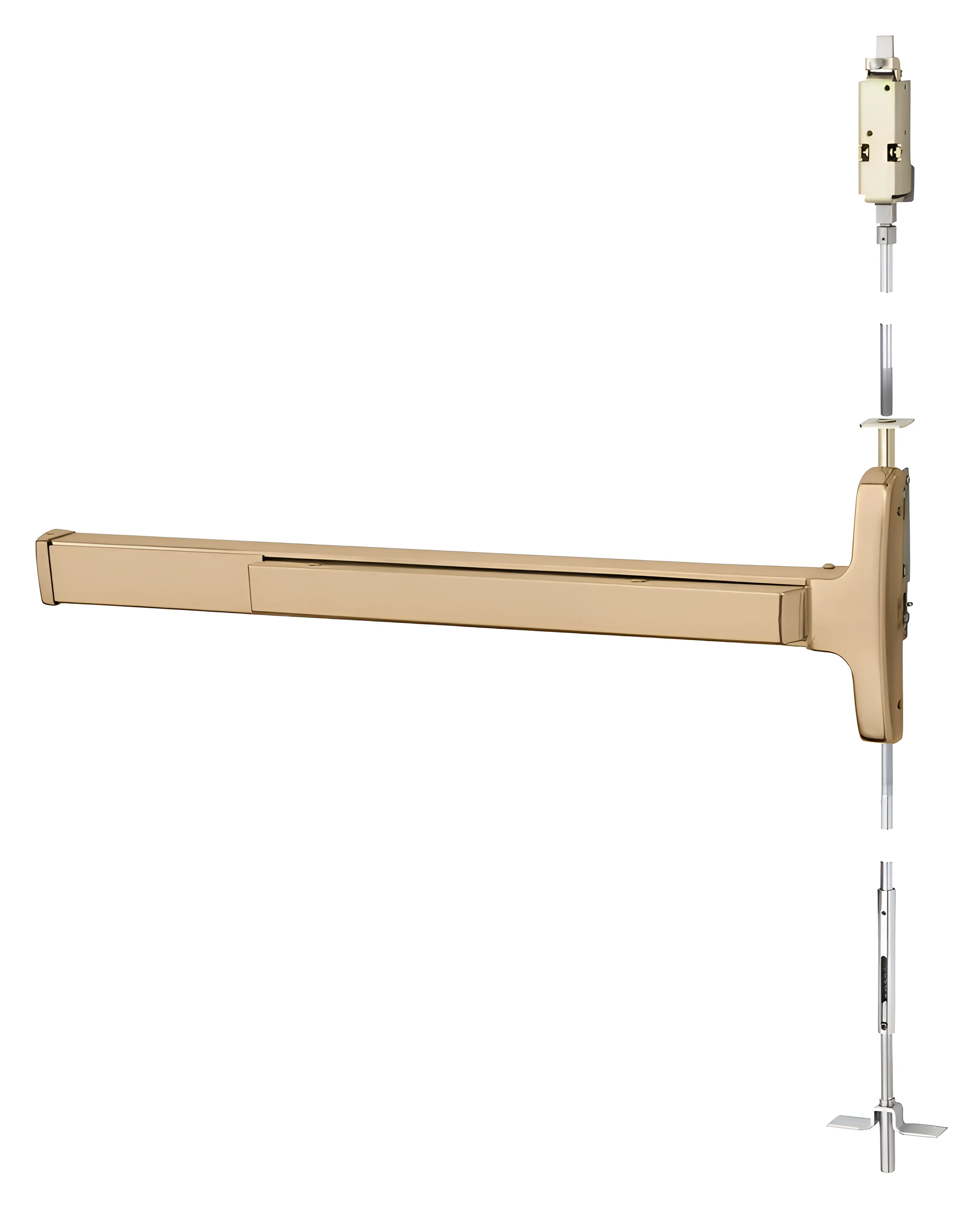 Sargent Concealed Vertical Rod Exit Device Bright Bronze Clear Coated 1956-AD8474G-12V ETP LHR 9