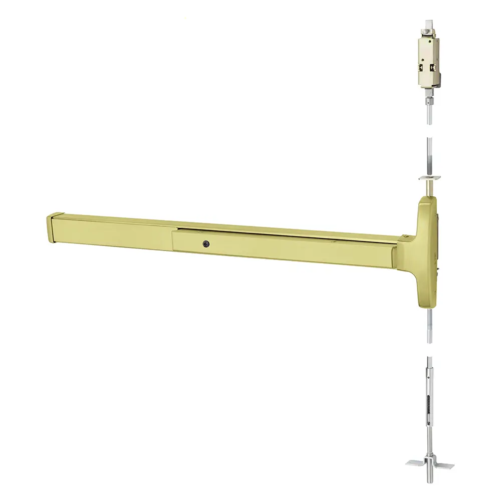 Sargent Concealed Vertical Rod Exit Device Satin Brass 1943-MD8473F-24V ETW LHR 4