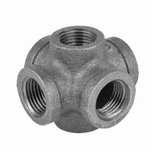 STZ Industries 366 CRDO-12 6-Way Cross Fitting 1/2" FIP each X 1/2" D FIP Black Iron 2.25" L Black