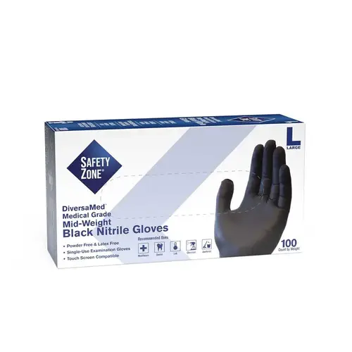 Fentanyl Tested Medical Grade Powder Free Nitrile Disposable Gloves, Black, Large Fentanyl Tested Medical Grade Powder Free Nitrile Disposable Gloves, Black, Large