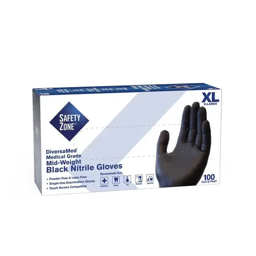 Fentanyl Tested Medical Grade Powder Free Nitrile Disposable Gloves, Black, Extra Large Fentanyl Tested Medical Grade Powder Free Nitrile Disposable Gloves, Black, Extra Large