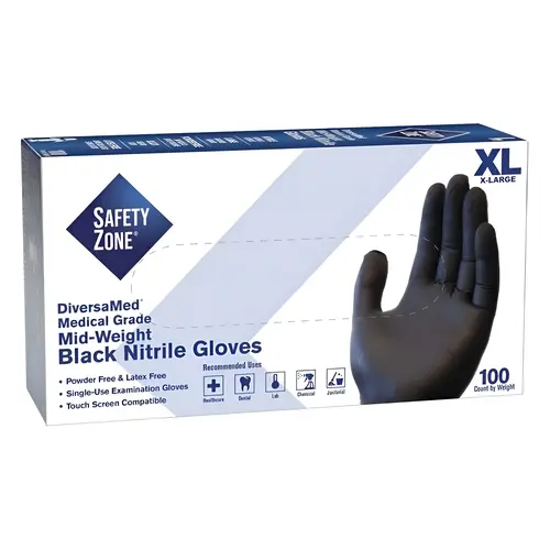 Fentanyl Tested Medical Grade Powder Free Nitrile Disposable Gloves, Black, Extra Large Fentanyl Tested Medical Grade Powder Free Nitrile Disposable Gloves, Black, Extra Large