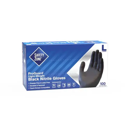 Powder Free Nitrile Disposable Gloves, Black, Large