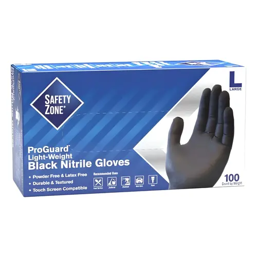Powder Free Nitrile Disposable Gloves, Black, Large Powder Free Nitrile Disposable Gloves, Black, Large