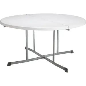 LIFETIME PRODUCTS INC 25402 5402 Fold-in-Half Table, Steel Frame, Polyethylene Tabletop, Gray/White