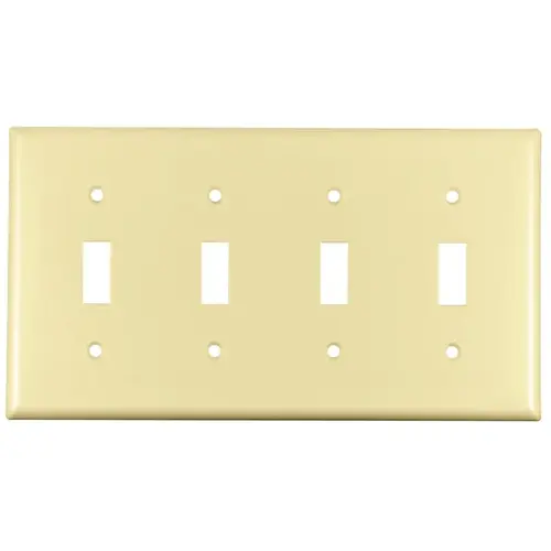 Wallplate, 4-1/2 in L, 8.19 in W, 4 -Gang, Thermoset, Ivory, High-Gloss - pack of 10 Wallplate, 4-1/2 in L, 8.19 in W, 4 -Gang, Thermoset, Ivory, High-Gloss - pack of 10
