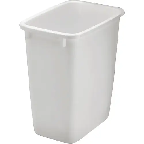 Waste Basket, 21 qt Capacity, Plastic, White, 15 in H