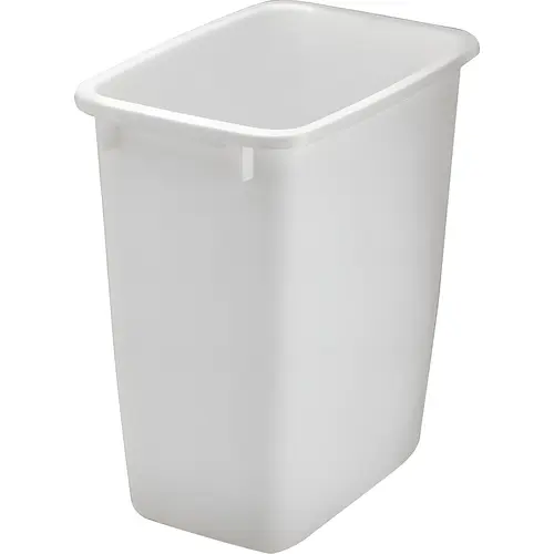 Waste Basket, Plastic Material, 21 Qt Capacity, 15" Height, 13" Length, 8.5" Width, Rectangular Shape, White Finish