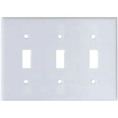 Wallplate, 4-1/2 in L, 6-3/8 in W, 3 -Gang, Thermoset, White, High-Gloss Wallplate, 4-1/2 in L, 6-3/8 in W, 3 -Gang, Thermoset, White, High-Gloss