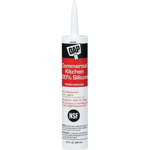 9.8 Oz. Commercial Kitchen Food-Grade Silicone Sealant, White 9.8 Oz. Commercial Kitchen Food-Grade Silicone Sealant, White