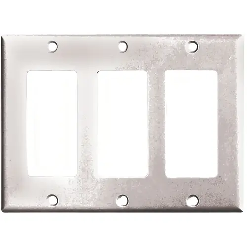 Wallplate, 4-1/2 in L, 3-3/8 in W, 3 -Gang, Thermoset, White, High-Gloss