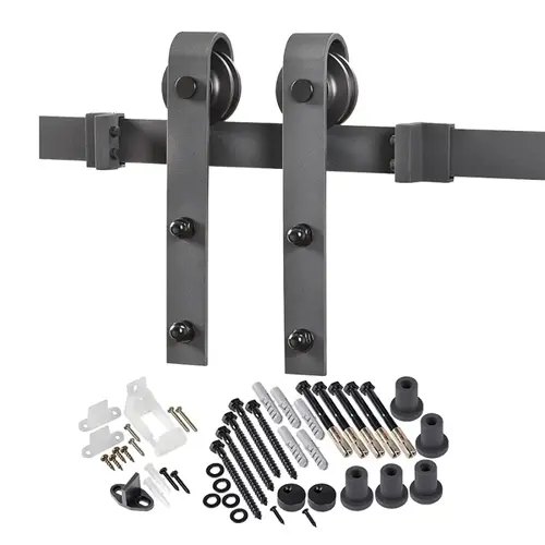 BD102K-07800-MB Bent Strap Barn Door Hardware Kit, 78-3/4 in L Track, Steel, Matte, Wall Mounting, For: Barn Door BD102K-07800-MB Bent Strap Barn Door Hardware Kit, 78-3/4 in L Track, Steel, Matte, Wall Mounting, For: Barn Door
