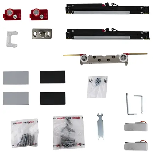 Hafele 940.59.008 Sliding Door Hardware, Slido D-Line43 80M, Anodized Finish, 176 Lbs Max Door Weight, 31-1/2" To 70-7/8" Door Width Sliding Door Hardware, Slido D-Line43 80M, Anodized Finish, 176 Lbs Max Door Weight, 31-1/2" To 70-7/8" Door Width