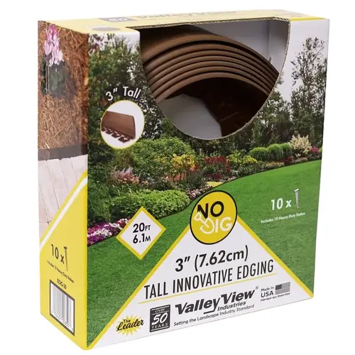 No Dig Innovative Landscape Edging, 3" H x 20' L, Light Brown No Dig Innovative Landscape Edging, 3" H x 20' L, Light Brown