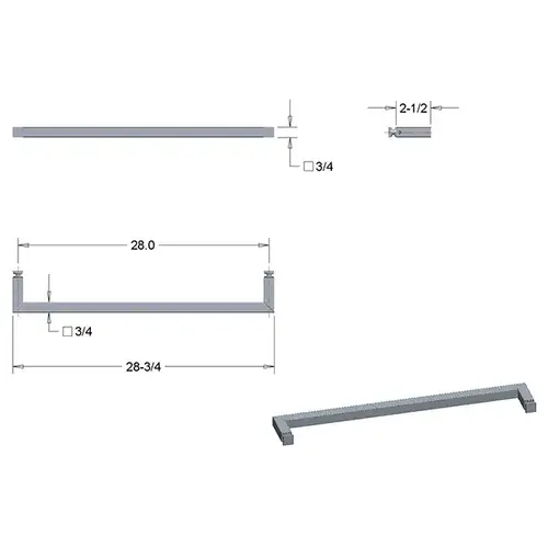 28In Square Corner Single Side Towel Bar In Polished Chrome 28In Square Corner Single Side Towel Bar In Polished Chrome