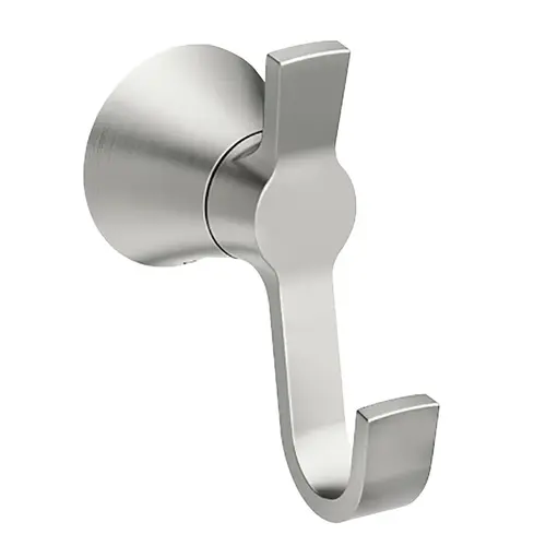 Mikah Series Robe Hook, 1-Hook, Zinc, Brushed Nickel, Wall Mounting