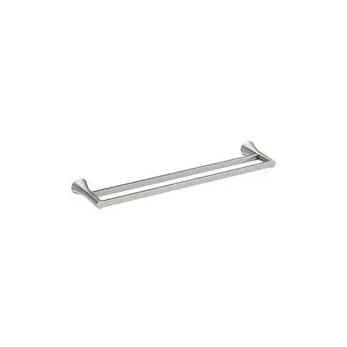 Mikah Series Double Towel Bar, 24 in L Rod, Zinc, Brushed Nickel, Wall Mounting Mikah Series Double Towel Bar, 24 in L Rod, Zinc, Brushed Nickel, Wall Mounting