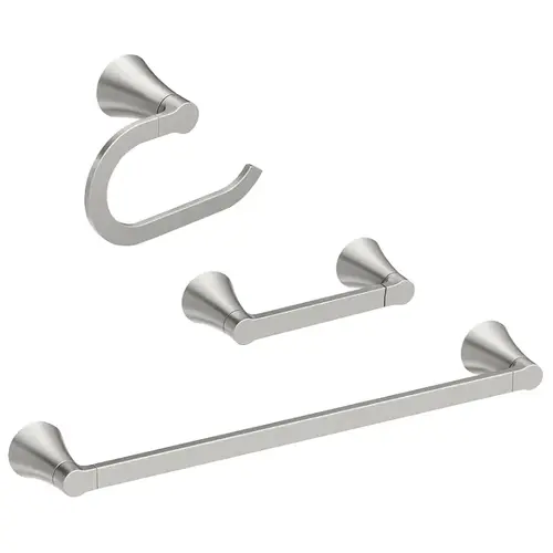 Mikah Series Bathroom Hardware Set, Zinc, Brushed Nickel, 3-Piece