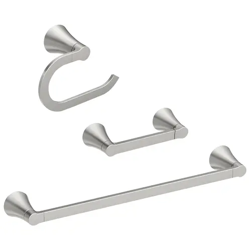 Mikah Series Bathroom Hardware Set, Zinc, Brushed Nickel, 3-Piece Mikah Series Bathroom Hardware Set, Zinc, Brushed Nickel, 3-Piece