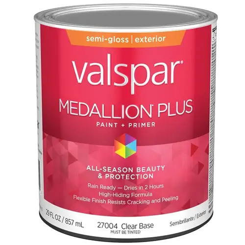 Medallion Plus Premium Paint & Primer Semi-Gloss Exterior Paint, Clear Base, 1 Qt. Medallion Plus Premium Paint & Primer Semi-Gloss Exterior Paint, Clear Base, 1 Qt.