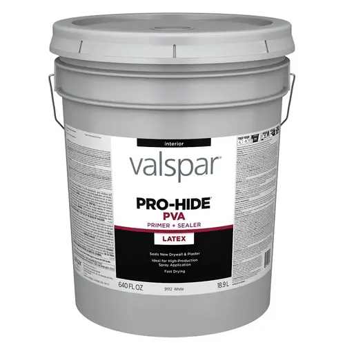 Valspar Pro-Hide 91112 Interior PVA Primer, White, 5 gal, Plastic Pail Valspar Pro-Hide 91112 Interior PVA Primer, White, 5 gal, Plastic Pail