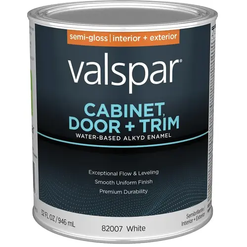 Cabinet Door & Trim Waterborne Alkyd Semi-Gloss Interior/Exterior Enamel, White Base, 1 Qt.