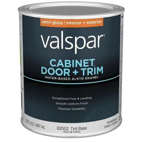 Cabinet, Door & Trim Waterborne Alkyd Semi-Gloss Interior/Exterior Enamel, Tint Base, 1 Qt. White