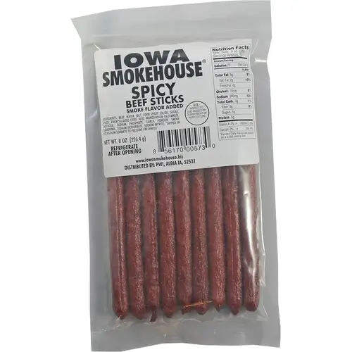 Iowa Smokehouse Beef Snacks, Stick, Spicy, 8 oz