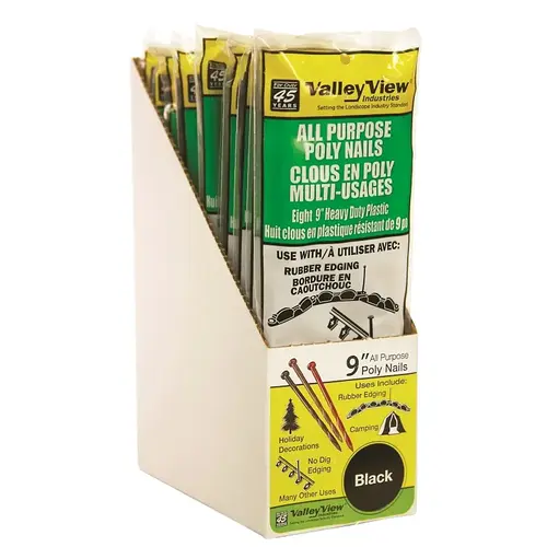DeWitt Nail, 9 in L, Poly, Spiral Shank, Black, 1 PK - pack of 8