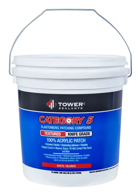 Tower Sealants CATEGORY 5 Knife-Grade Textured Patch White 1 gal - pack of 4 TS-00095-XCP4 Tower Sealants CATEGORY 5 Knife-Grade Textured Patch White 1 gal - pack of 4 TS-00095-XCP4
