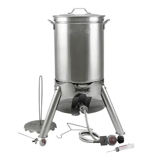 Turkey Fryer Kit, 58,000 Btu, Propane, Stainless Steel, Silver Turkey Fryer Kit, 58,000 Btu, Propane, Stainless Steel, Silver
