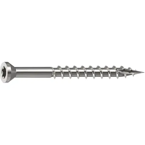 Deck Screw, 0.163 in Thread, 2 in L, Trim Head, Star Drive, Sharp, Type-17 Point, 305 Stainless Steel, 100 Bright - pack of 100 Deck Screw, 0.163 in Thread, 2 in L, Trim Head, Star Drive, Sharp, Type-17 Point, 305 Stainless Steel, 100 Bright - pack of 100
