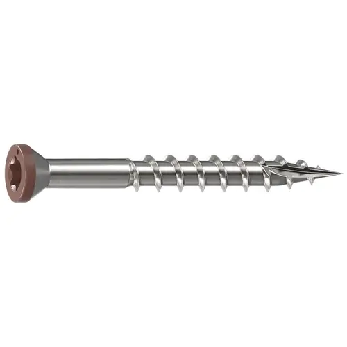 Deck Screw, 0.163 in Thread, 1-5/8 in L, Trim Head, Star Drive, Sharp, Type-17 Point, 316 Stainless Steel Brown - pack of 100 Deck Screw, 0.163 in Thread, 1-5/8 in L, Trim Head, Star Drive, Sharp, Type-17 Point, 316 Stainless Steel Brown - pack of 100
