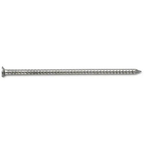 Siding Nail, 8D, 2-1/2 in L, 304 Stainless Steel, Checkered Brad Head, Ring Shank, 5 lb