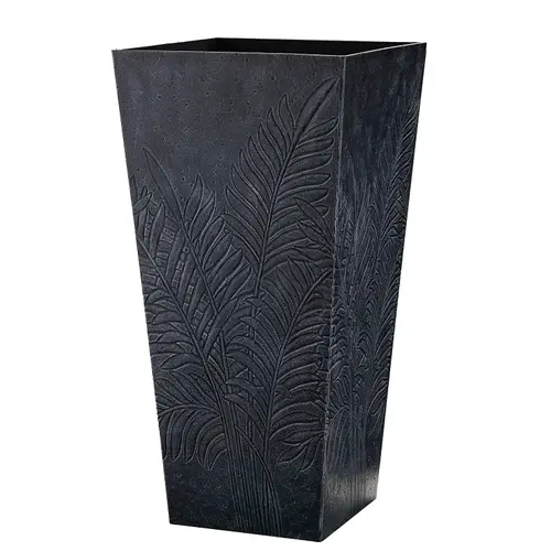 Fern Planter, Subtle Imprint Design, Rubber, Black/Gray Fern Planter, Subtle Imprint Design, Rubber, Black/Gray