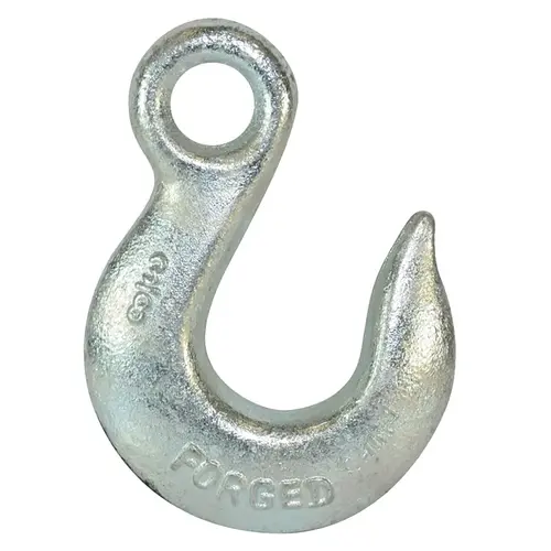 Eye Slip Hook, 1/4 in, 2600 lb Working Load, 43 Grade, Zinc