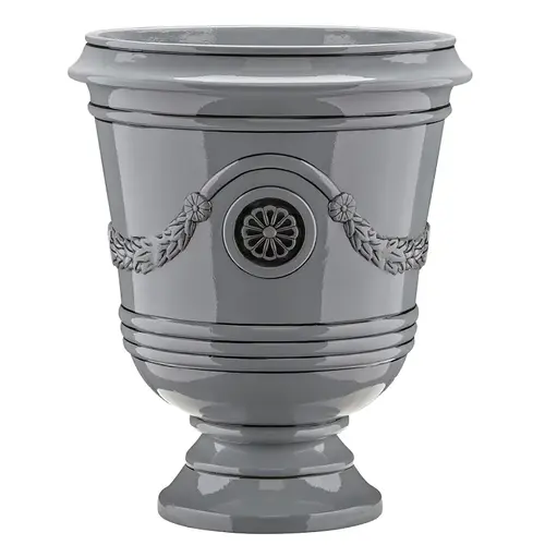 Porter Planter, 15-1/2 in W, 15-1/2 in D, Urn, Ceramic, Neutral Gray, Gloss Porter Planter, 15-1/2 in W, 15-1/2 in D, Urn, Ceramic, Neutral Gray, Gloss