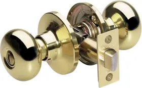 Master Lock Bed and Bath Knob Polished Brass Right or Left Handed Polished Brass BCO0303